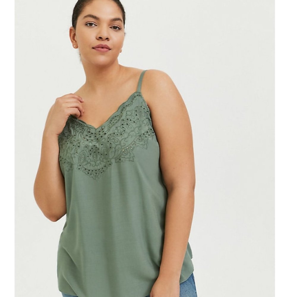 Torrid Green Sophie Challis Eyelet Swing Cami